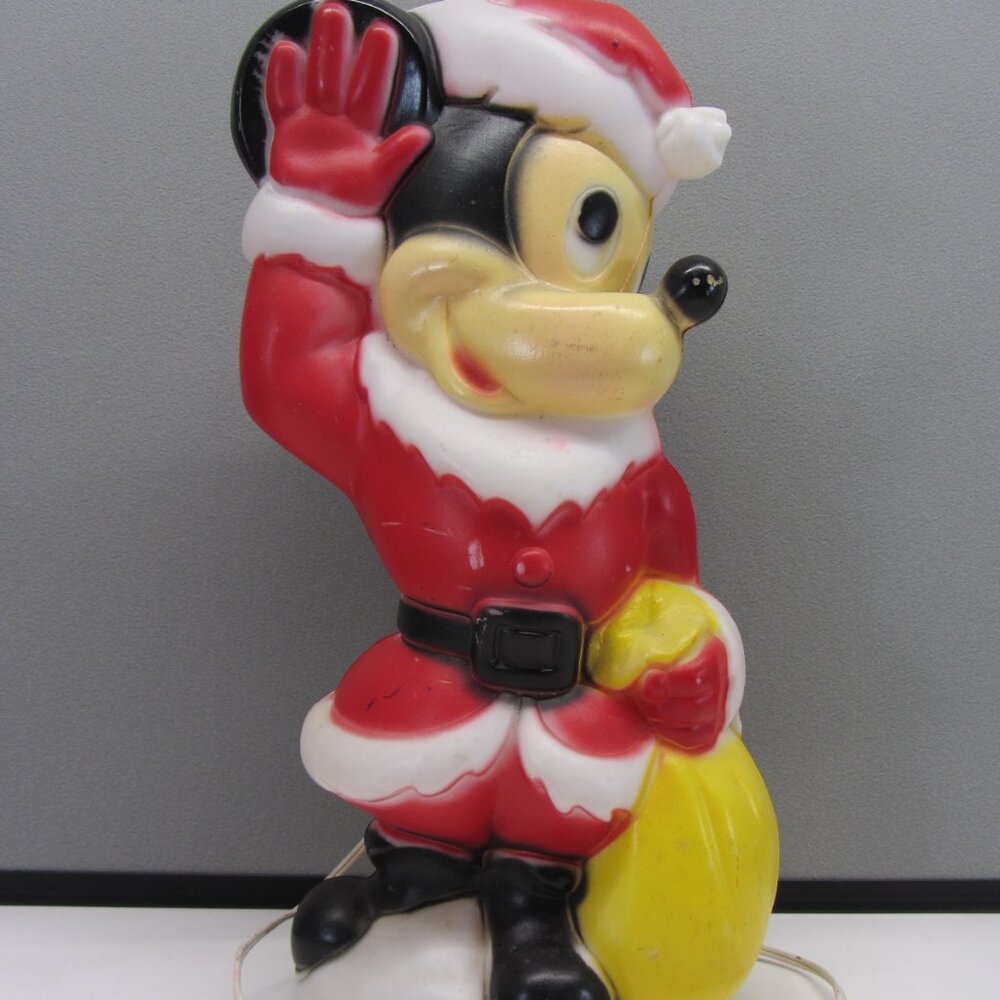 Empire Blow Mold Christmas Light Up Mickey Mouse as Santa 15 Inch Walt Disney.